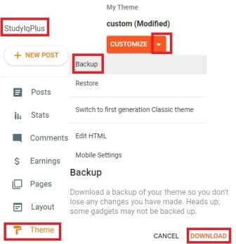Blog Theme Ka Backup kaise Download kare