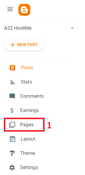 Menu में Pages पर क्लिक करें